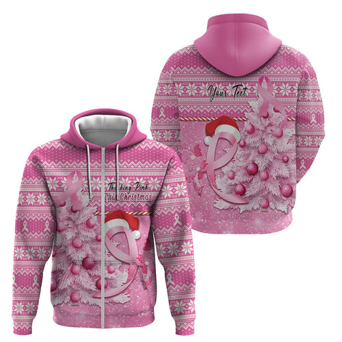 Personalised Australia Breast Cancer Awareness Month Zip Hoodie Thinking Pink This Christmas