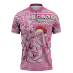 Personalised Australia Breast Cancer Awareness Month Zipper Polo Shirt Thinking Pink This Christmas