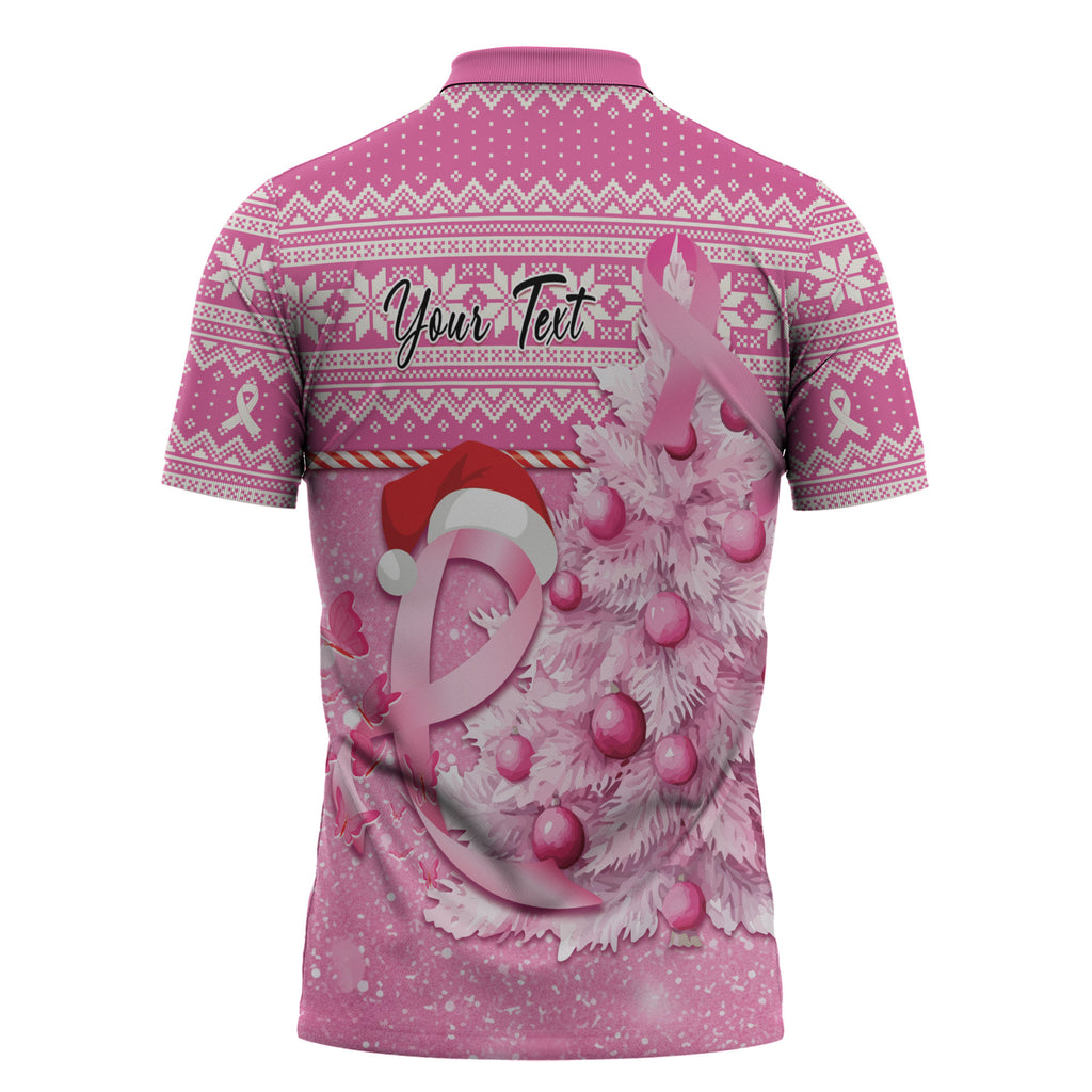 Personalised Australia Breast Cancer Awareness Month Zipper Polo Shirt Thinking Pink This Christmas