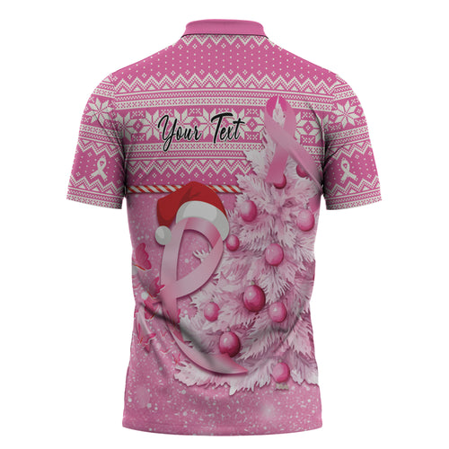 Personalised Australia Breast Cancer Awareness Month Zipper Polo Shirt Thinking Pink This Christmas