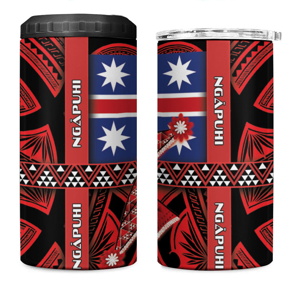 Aotearoa Iwi Ngapuhi 4 in 1 Can Cooler Tumbler Tuhoronuku Kite United Tribes Flag Maori Pattern