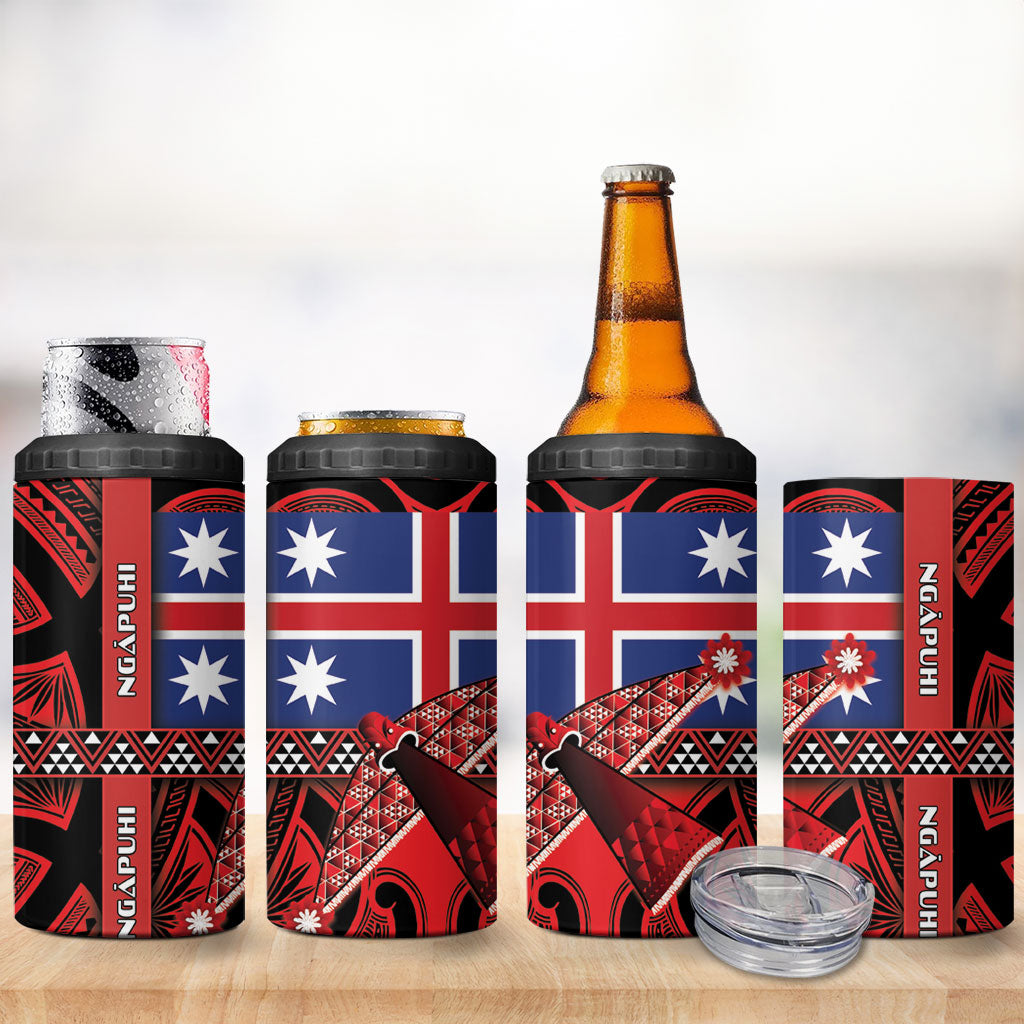 Aotearoa Iwi Ngapuhi 4 in 1 Can Cooler Tumbler Tuhoronuku Kite United Tribes Flag Maori Pattern