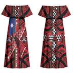 Aotearoa Iwi Ngapuhi Couples Matching Off Shoulder Maxi Dress and Hawaiian Shirt Tuhoronuku Kite United Tribes Flag Maori Pattern