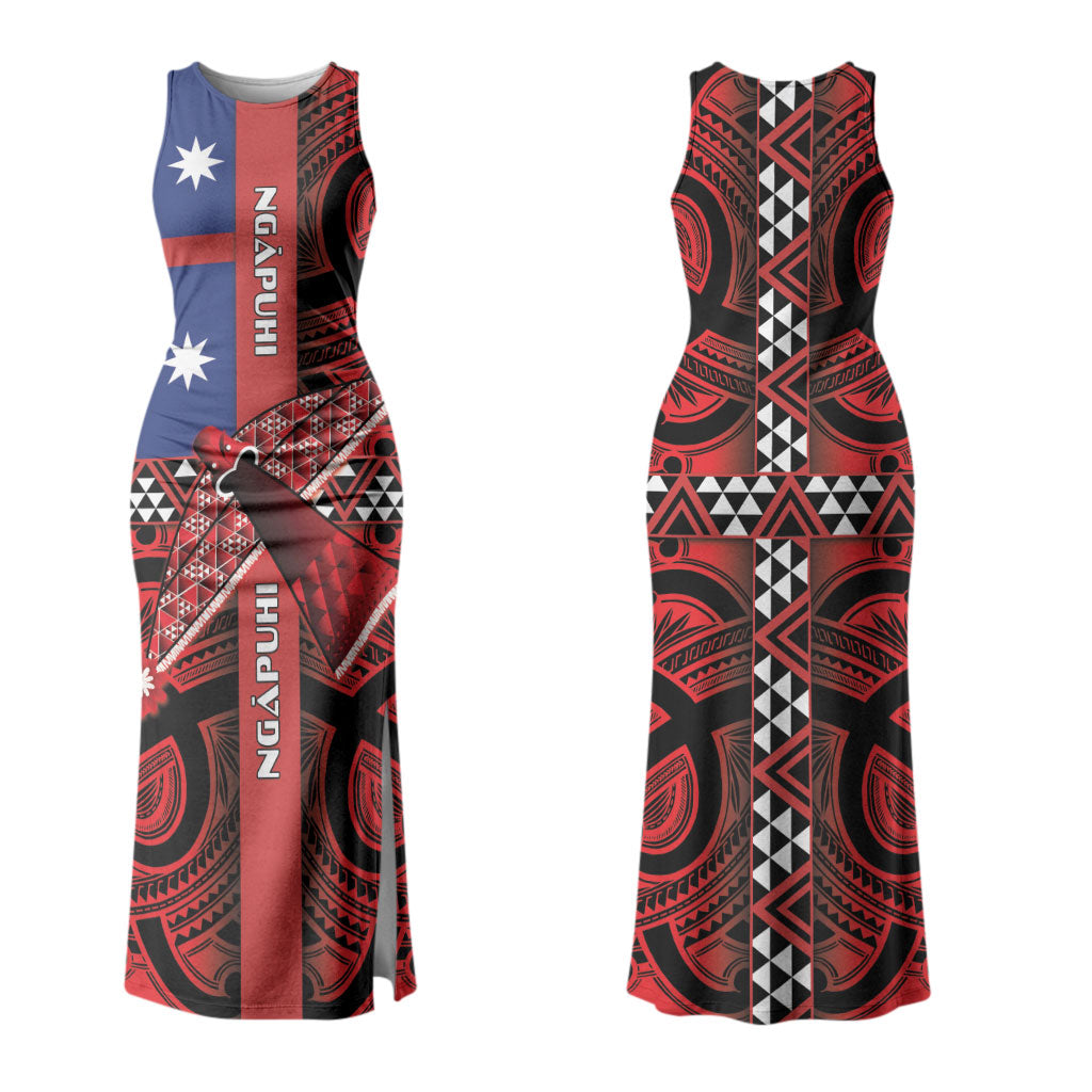 Aotearoa Iwi Ngapuhi Couples Matching Tank Maxi Dress and Hawaiian Shirt Tuhoronuku Kite United Tribes Flag Maori Pattern
