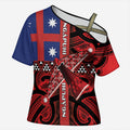 Aotearoa Iwi Ngapuhi Cross Shoulder Shirt Tuhoronuku Kite United Tribes Flag Maori Pattern