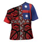 Aotearoa Iwi Ngapuhi Cross Shoulder Shirt Tuhoronuku Kite United Tribes Flag Maori Pattern