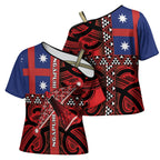 Aotearoa Iwi Ngapuhi Cross Shoulder Shirt Tuhoronuku Kite United Tribes Flag Maori Pattern