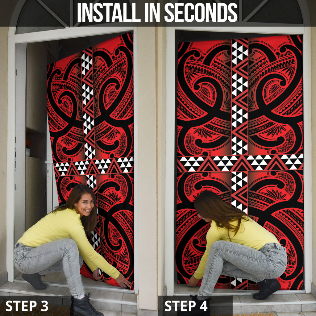 Aotearoa Iwi Ngapuhi Door Cover Tuhoronuku Kite United Tribes Flag Maori Pattern