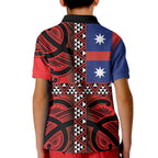 Aotearoa Iwi Ngapuhi Kid Polo Shirt Tuhoronuku Kite United Tribes Flag Maori Pattern