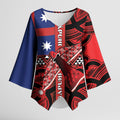 Aotearoa Iwi Ngapuhi Kimono Sleeve Blouse Tuhoronuku Kite United Tribes Flag Maori Pattern