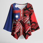 Aotearoa Iwi Ngapuhi Kimono Sleeve Blouse Tuhoronuku Kite United Tribes Flag Maori Pattern