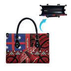 Aotearoa Iwi Ngapuhi Leather Bag Tuhoronuku Kite United Tribes Flag Maori Pattern