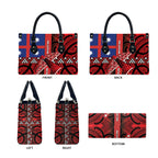 Aotearoa Iwi Ngapuhi Leather Bag Tuhoronuku Kite United Tribes Flag Maori Pattern