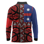 Aotearoa Iwi Ngapuhi Long Sleeve Polo Shirt Tuhoronuku Kite United Tribes Flag Maori Pattern