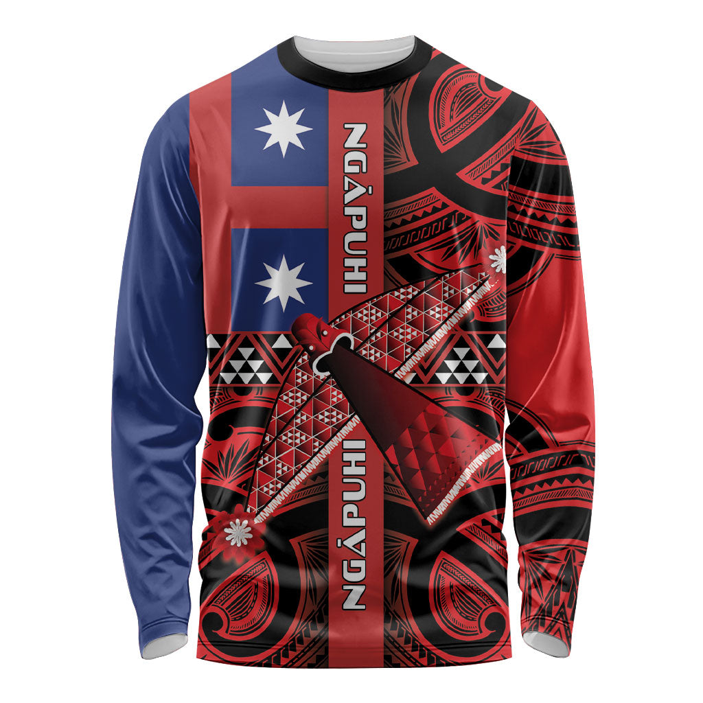 Aotearoa Iwi Ngapuhi Long Sleeve Shirt Tuhoronuku Kite United Tribes Flag Maori Pattern