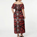 Aotearoa Iwi Ngapuhi Off Shoulder Maxi Dress Tuhoronuku Kite United Tribes Flag Maori Pattern