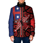 Aotearoa Iwi Ngapuhi Padded Jacket Tuhoronuku Kite United Tribes Flag Maori Pattern