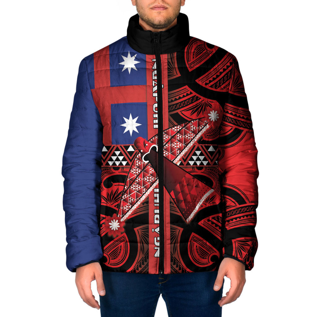 Aotearoa Iwi Ngapuhi Padded Jacket Tuhoronuku Kite United Tribes Flag Maori Pattern