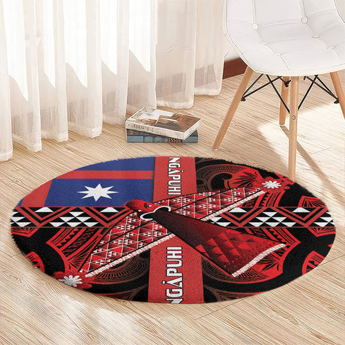 Aotearoa Iwi Ngapuhi Round Carpet Tuhoronuku Kite United Tribes Flag Maori Pattern
