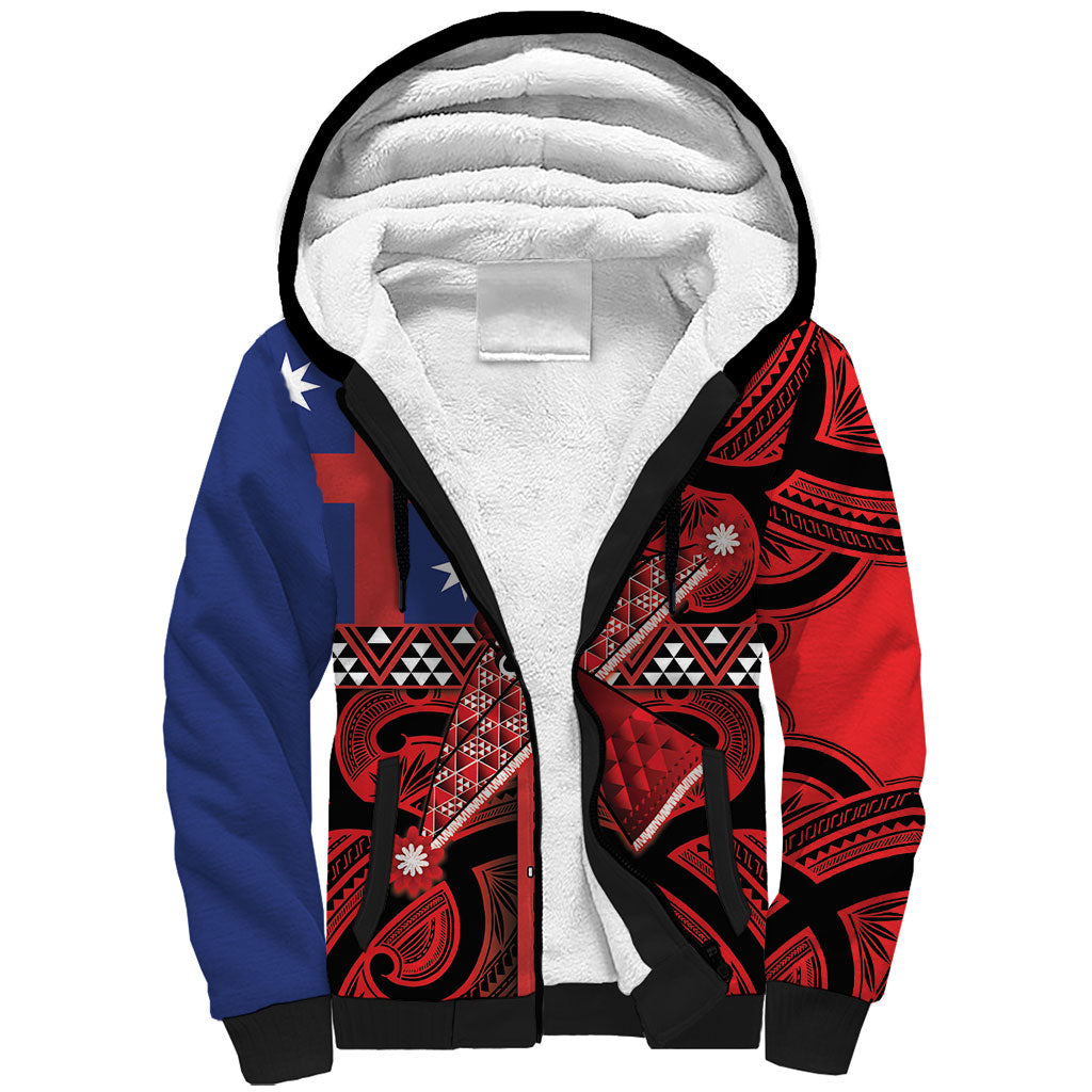 Aotearoa Iwi Ngapuhi Sherpa Hoodie Tuhoronuku Kite United Tribes Flag Maori Pattern