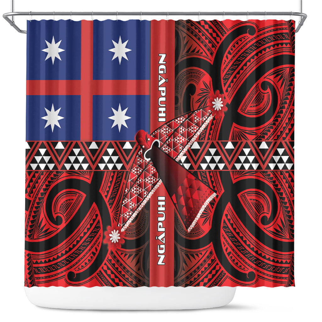 Aotearoa Iwi Ngapuhi Shower Curtain Tuhoronuku Kite United Tribes Flag Maori Pattern
