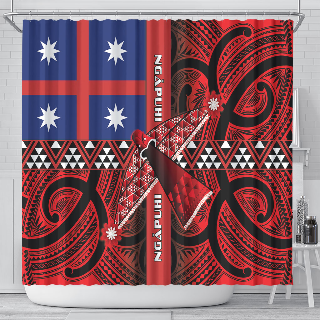 Aotearoa Iwi Ngapuhi Shower Curtain Tuhoronuku Kite United Tribes Flag Maori Pattern