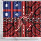 Aotearoa Iwi Ngapuhi Shower Curtain Tuhoronuku Kite United Tribes Flag Maori Pattern