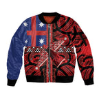 Aotearoa Iwi Ngapuhi Sleeve Zip Bomber Jacket Tuhoronuku Kite United Tribes Flag Maori Pattern