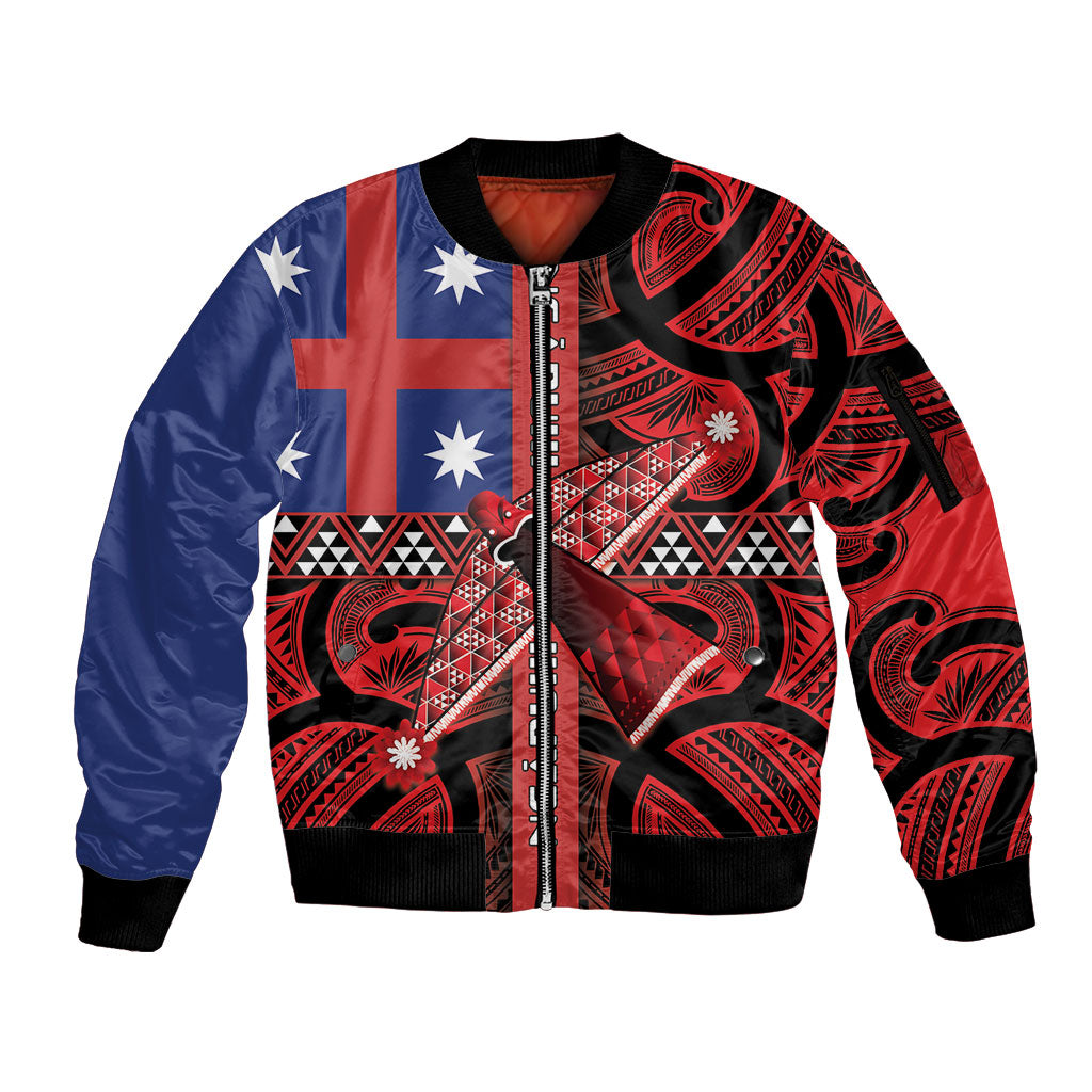 Aotearoa Iwi Ngapuhi Sleeve Zip Bomber Jacket Tuhoronuku Kite United Tribes Flag Maori Pattern