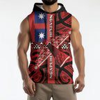 Aotearoa Iwi Ngapuhi Sleeveless Hoodie Tuhoronuku Kite United Tribes Flag Maori Pattern
