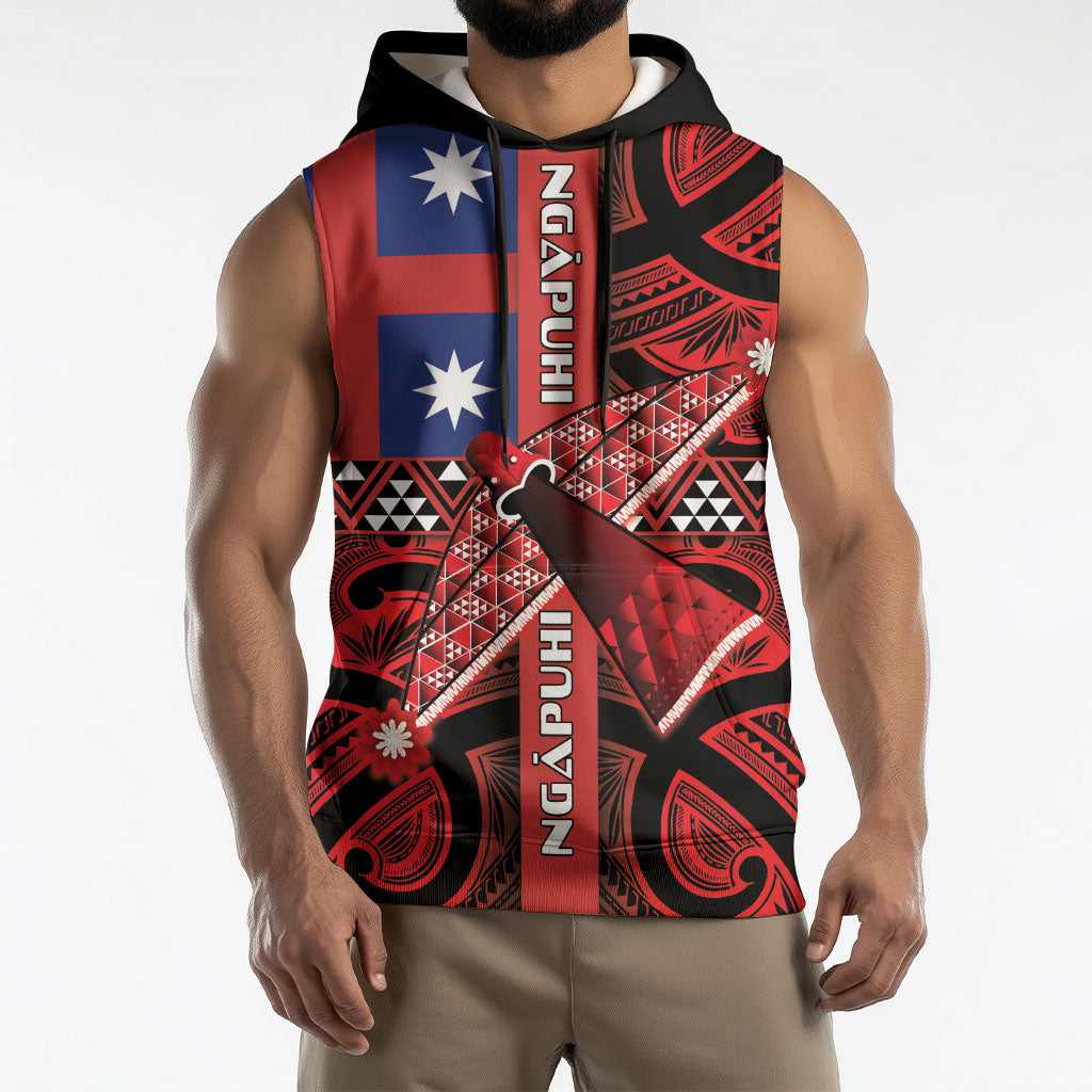 Aotearoa Iwi Ngapuhi Sleeveless Hoodie Tuhoronuku Kite United Tribes Flag Maori Pattern