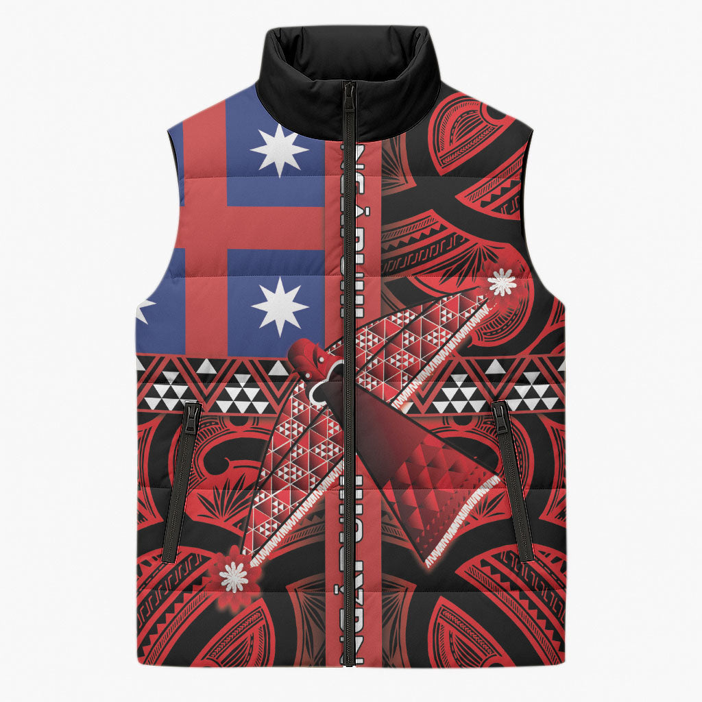 Aotearoa Iwi Ngapuhi Sleeveless Puffer Jacket Tuhoronuku Kite United Tribes Flag Maori Pattern