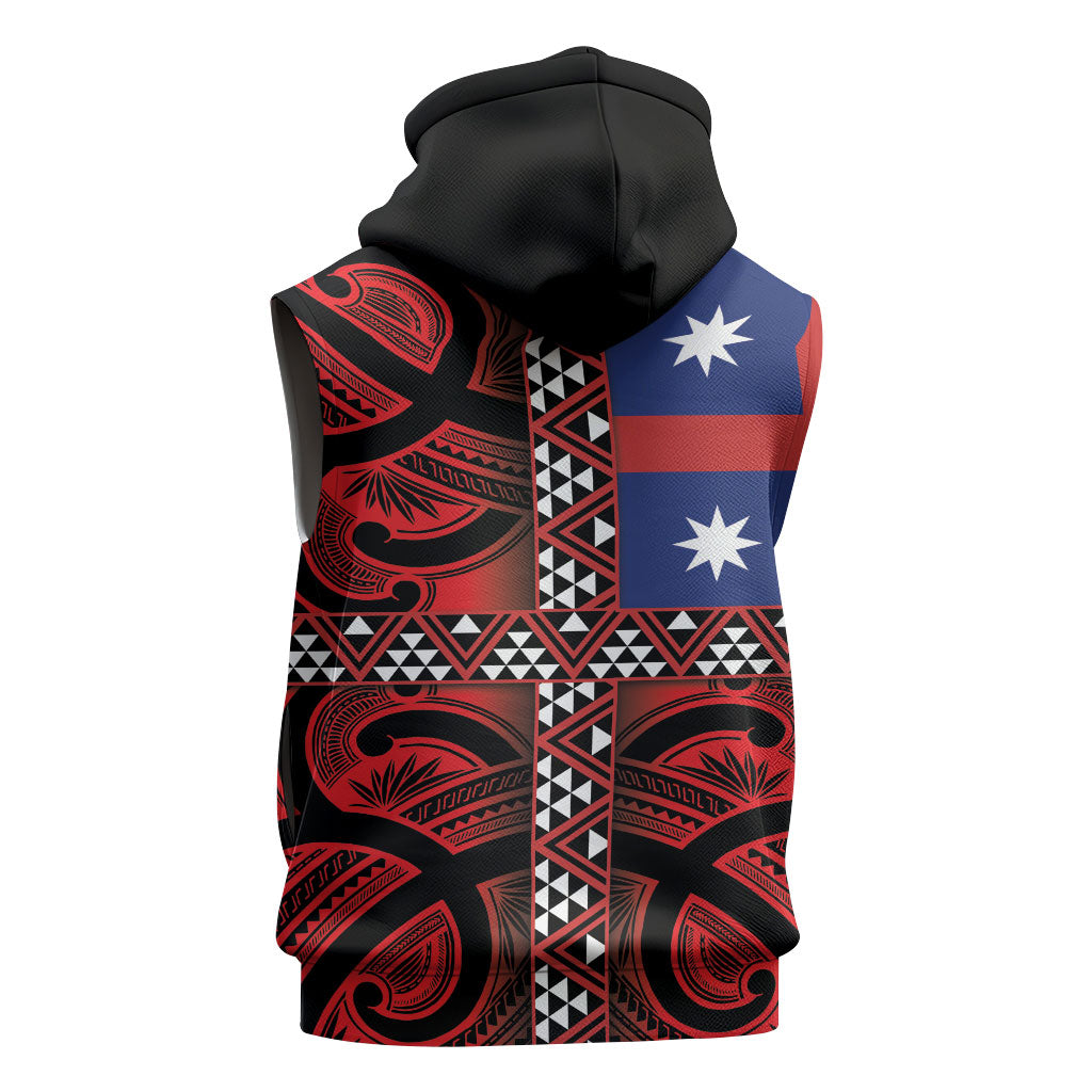 Aotearoa Iwi Ngapuhi Sleeveless Zip Hoodie Tuhoronuku Kite United Tribes Flag Maori Pattern