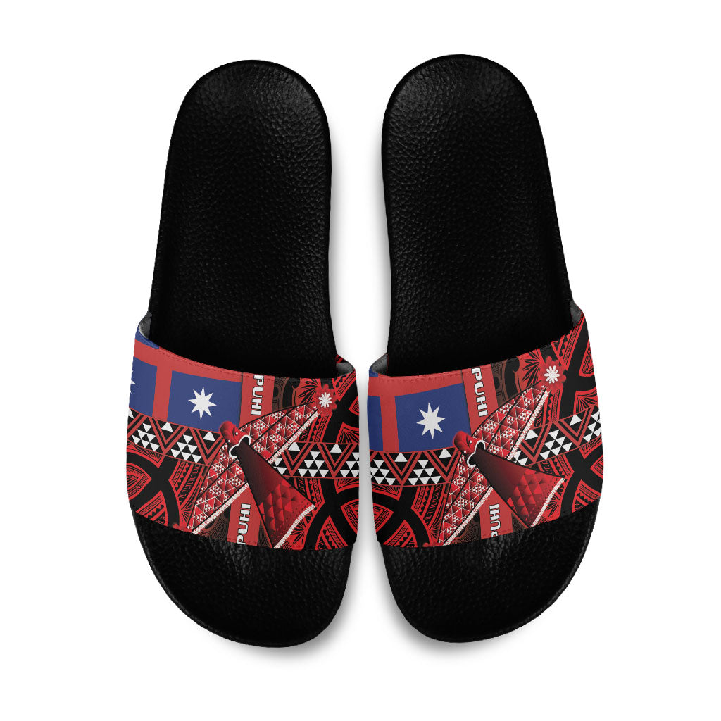 Aotearoa Iwi Ngapuhi Slide Sandals Tuhoronuku Kite United Tribes Flag Maori Pattern