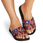 Aotearoa Iwi Ngapuhi Slide Sandals Tuhoronuku Kite United Tribes Flag Maori Pattern