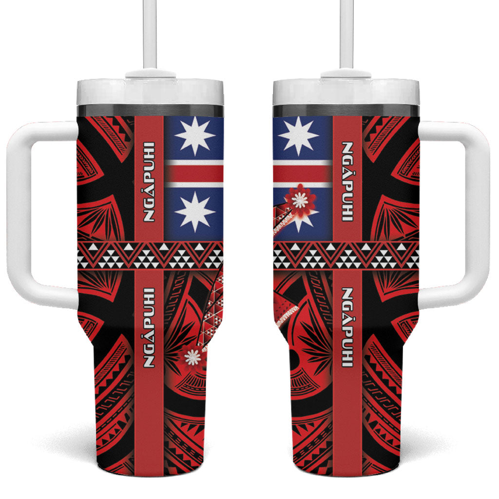 Aotearoa Iwi Ngapuhi Tumbler With Handle Tuhoronuku Kite United Tribes Flag Maori Pattern