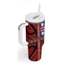 Aotearoa Iwi Ngapuhi Tumbler With Handle Tuhoronuku Kite United Tribes Flag Maori Pattern