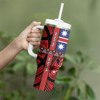 Aotearoa Iwi Ngapuhi Tumbler With Handle Tuhoronuku Kite United Tribes Flag Maori Pattern