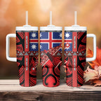 Aotearoa Iwi Ngapuhi Tumbler With Handle Tuhoronuku Kite United Tribes Flag Maori Pattern