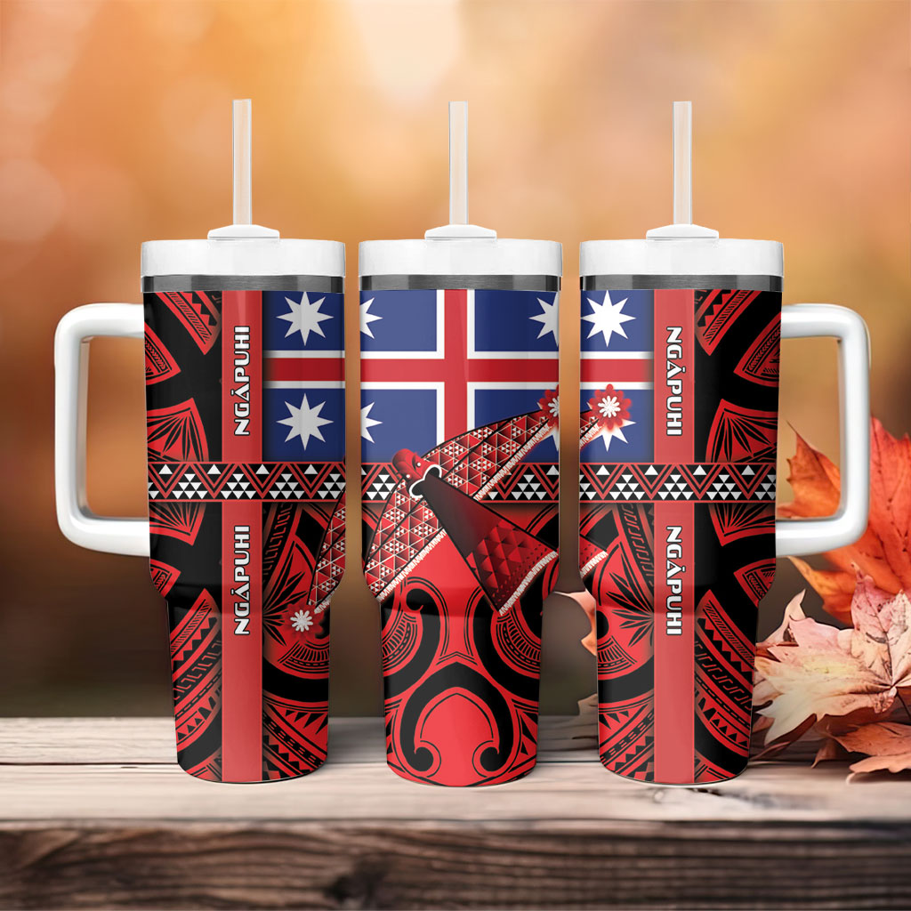 Aotearoa Iwi Ngapuhi Tumbler With Handle Tuhoronuku Kite United Tribes Flag Maori Pattern