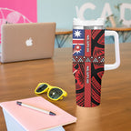 Aotearoa Iwi Ngapuhi Tumbler With Handle Tuhoronuku Kite United Tribes Flag Maori Pattern