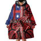 Aotearoa Iwi Ngapuhi Wearable Blanket Hoodie Tuhoronuku Kite United Tribes Flag Maori Pattern