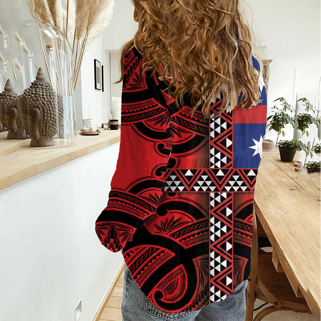Aotearoa Iwi Ngapuhi Women Casual Shirt Tuhoronuku Kite United Tribes Flag Maori Pattern