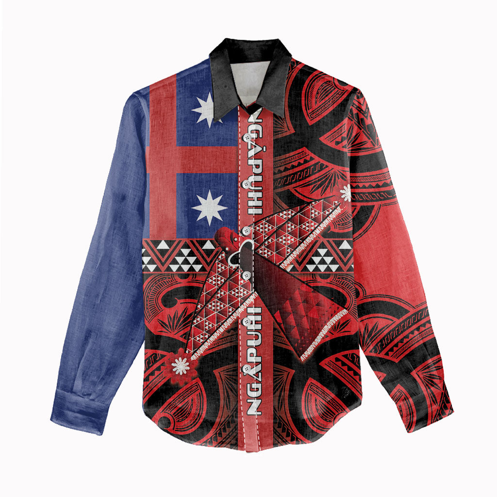 Aotearoa Iwi Ngapuhi Women Casual Shirt Tuhoronuku Kite United Tribes Flag Maori Pattern