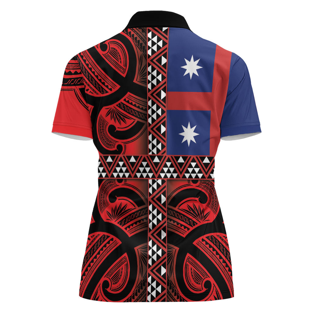 Aotearoa Iwi Ngapuhi Women Polo Shirt Tuhoronuku Kite United Tribes Flag Maori Pattern