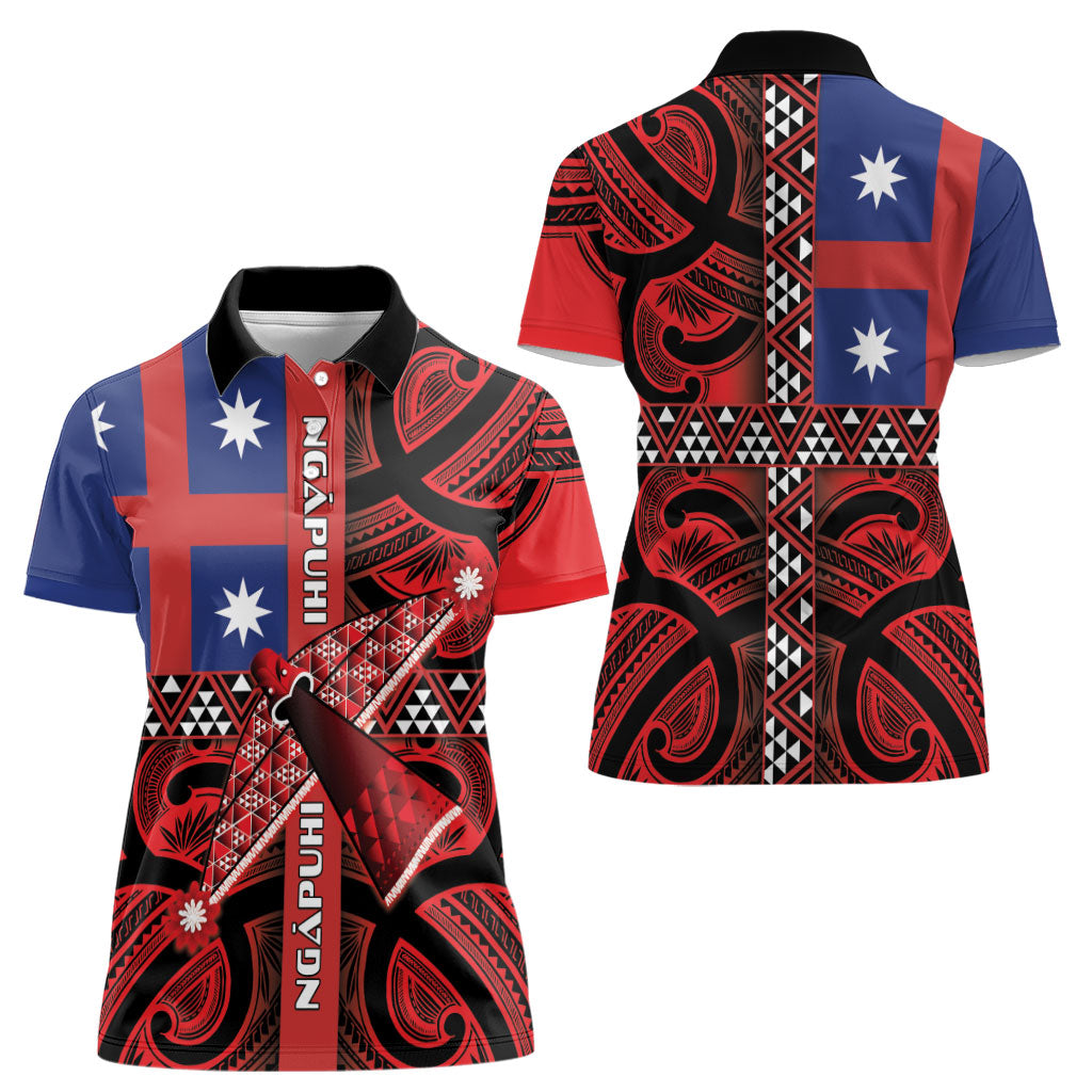Aotearoa Iwi Ngapuhi Women Polo Shirt Tuhoronuku Kite United Tribes Flag Maori Pattern