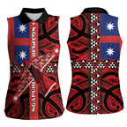 Aotearoa Iwi Ngapuhi Women Sleeveless Polo Shirt Tuhoronuku Kite United Tribes Flag Maori Pattern