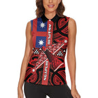 Aotearoa Iwi Ngapuhi Women Sleeveless Polo Shirt Tuhoronuku Kite United Tribes Flag Maori Pattern