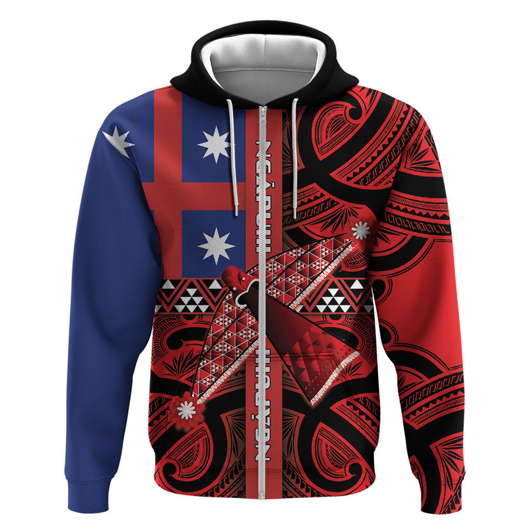 Aotearoa Iwi Ngapuhi Zip Hoodie Tuhoronuku Kite United Tribes Flag Maori Pattern