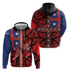 Aotearoa Iwi Ngapuhi Zip Hoodie Tuhoronuku Kite United Tribes Flag Maori Pattern